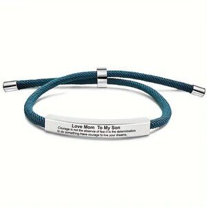 Teal Stainless Steel "to My Son" Bracelet